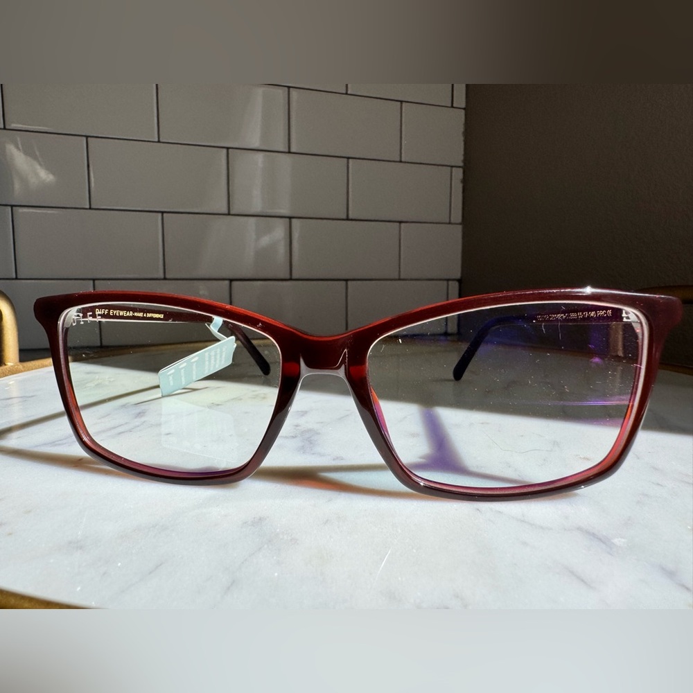 NWT! DIFF Connor Blue Light Glasses in Chestnut Crystal